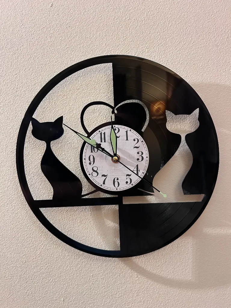 Ceas Vinyl Pisici Black&White