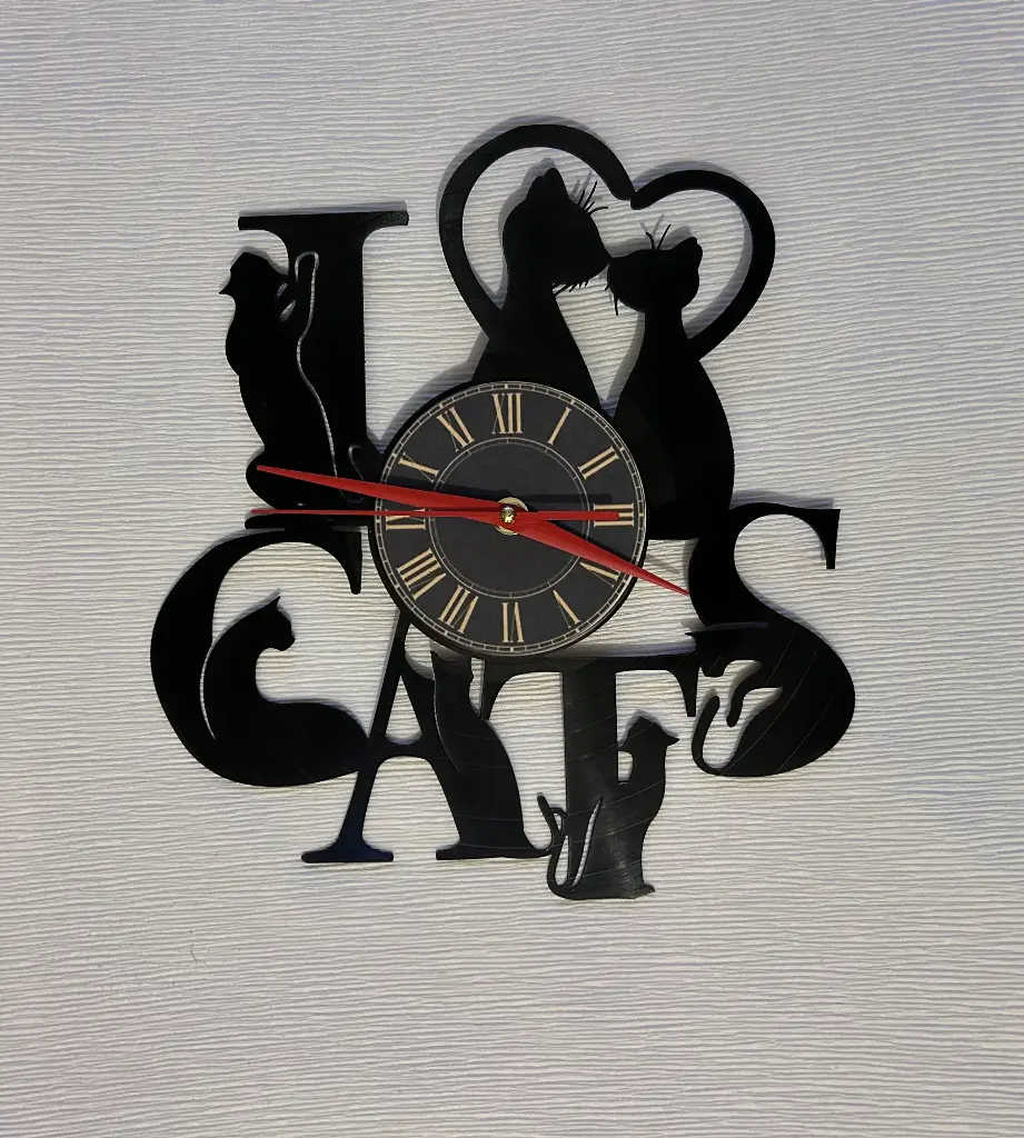 Ceas Vinyl "I love Cats"