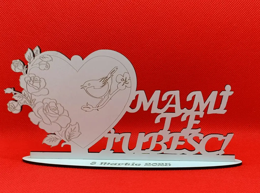 Suport inima, pentru colorat  - "Mami te iubesc"