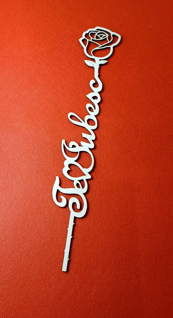 Decoratiune Trandafir lemn "Te iubesc"
