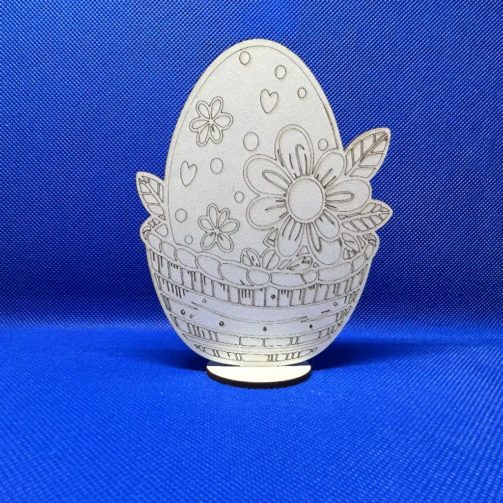 Coșulet cu ou MDF, cu suport, de colorat