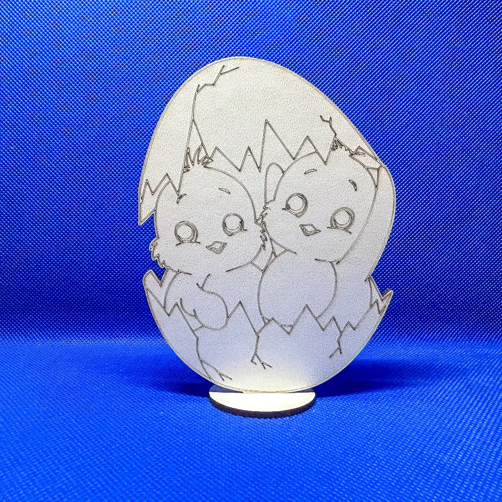 Puișori gemeni cu suport, MDF, de colorat