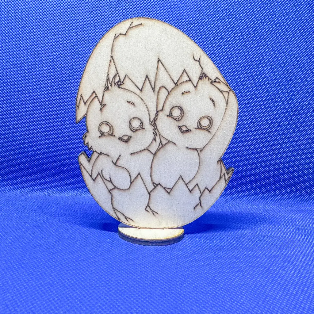 Puișori gemeni cu suport, placaj, de colorat