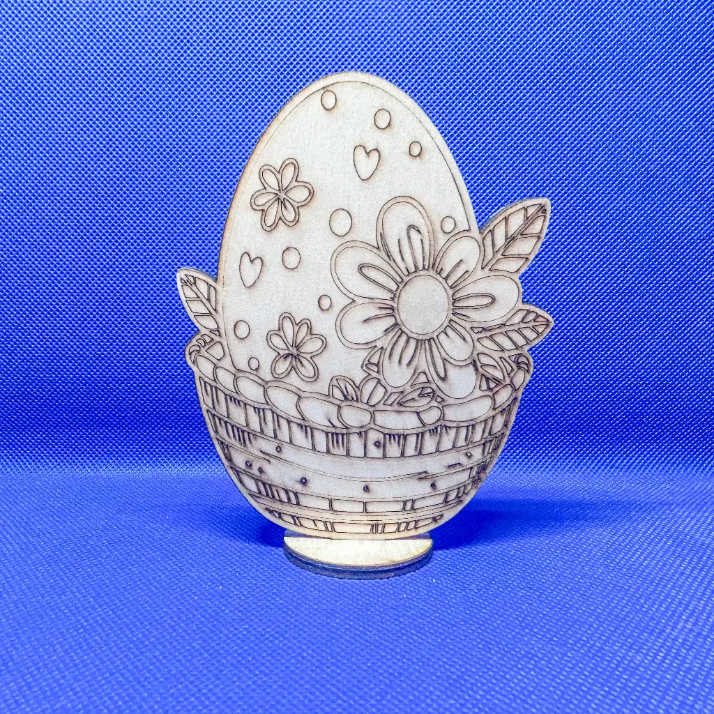Coșulet cu ou, placaj, cu suport, de colorat