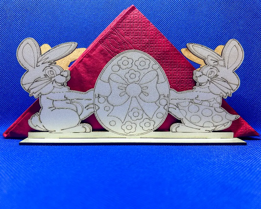 Suport Șervețele MDF, Iepurași cu ou