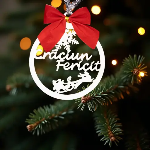 Glob "Craciun Fericit" cu fundita