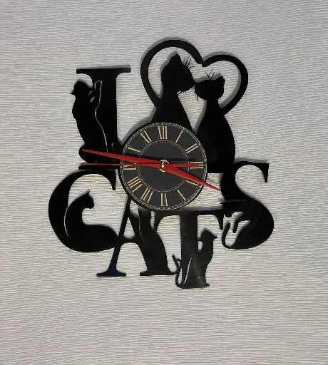 Ceas Vinyl "I love Cats"