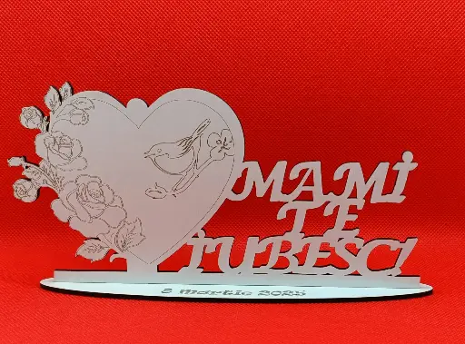 Suport inima, pentru colorat  - "Mami te iubesc"