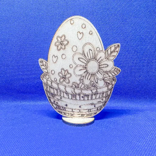 Coșulet cu ou, placaj, cu suport, de colorat