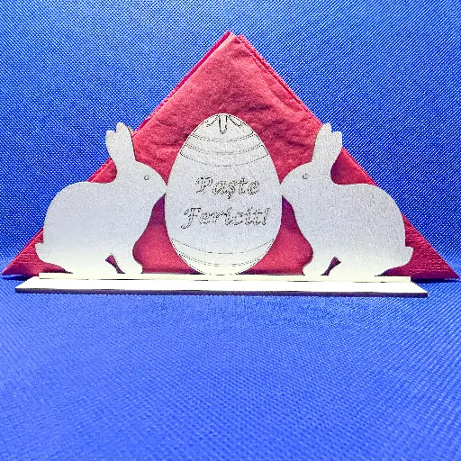 Suport Șervețele MDF, Iepurași simpli, Paște Fericit!