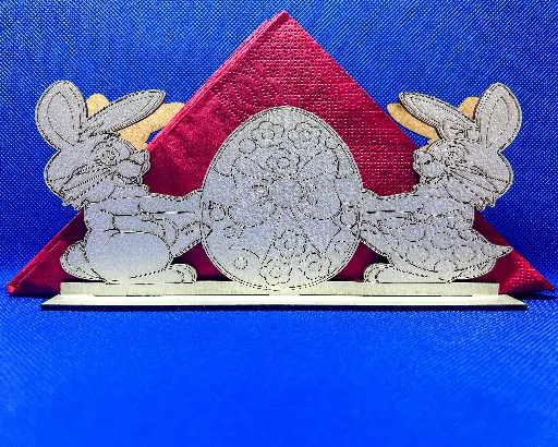 Suport Șervețele MDF, Iepurași cu ou