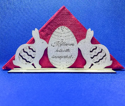 Suport Șervețele MDF, Iepurași decorați, Kellemes Husveti Unnepeket!